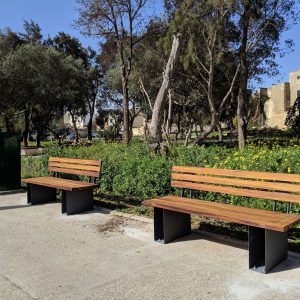 Dom Mintoff Garden – Solid Iroko Benches