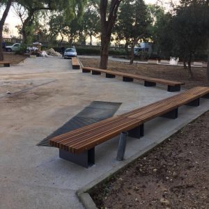 Dom Mintoff Garden – Solid Iroko Benches